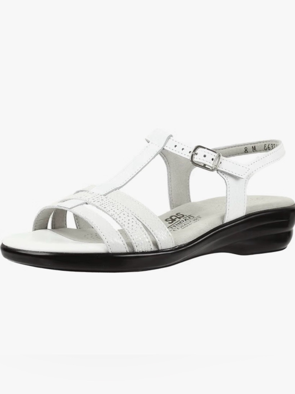 SAS Women's White T‑Strap Comfort Sandals sz 7.